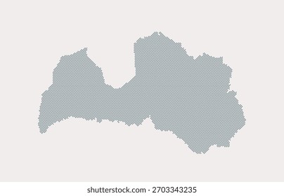 Mapa vetorial digital da Letónia feito a partir de pontos, pontos isolados no fundo. Modelo pontilhado criativo Europa país para padrão, design, ilustração, pano de fundo. Mapa de silhueta conceito de Letónia