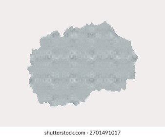 Mapa vetorial digital da Macedônia do Norte feito a partir de pontos, pontos isolados no fundo. Modelo pontilhado criativo Europa país para padrão, design, ilustração, pano de fundo. Estado do mapa da silhueta de conceito