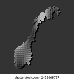 Digital vector map Norway from dots, points isolated in the background. Creative dotted template Europe country for pattern, design, illustration, backdrop. Concept silhouette map state Norway