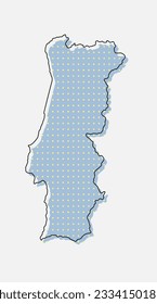 Digital vector map Portugal from dots, points isolated on background. Creative dotted template Europe country for pattern, design, illustration, backdrop. Concept silhouette map statePortugal