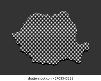 Mapa vetorial digital da Romênia a partir de pontos, pontos isolados no fundo. Modelo pontilhado criativo Europa país para padrão, design, ilustração, pano de fundo. Mapa de silhueta conceito do estado Romênia