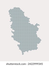 Digital vector map Serbia from dots, points isolated on background. Creative dotted template Europe country for pattern, design, illustration, backdrop. Concept silhouette map Serbia