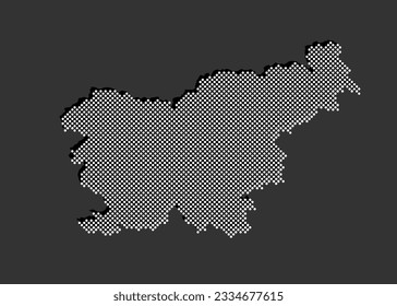Digital vector map Slovenia from dots, points isolated in the background. Creative dotted template Europe country for pattern, design, illustration, backdrop. Concept silhouette map state Slovenia