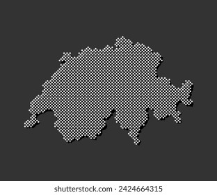 Digital vector map Switzerland from dots, points isolated in the background. Creative dotted template Europe country for pattern, design, illustration, backdrop. Concept silhouette map Switzerland