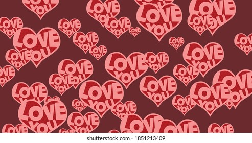 Digitale Vektorgrafik rosafarbener Herztapeten für den Valentinstag. Multiple Hearts Pack.