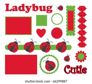 Digital vector scrapbook with ladybug