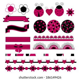 Digital vector scrapbook with ladybug art illustration
