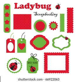 Digital vector scrapbook with ladybug. Part 2