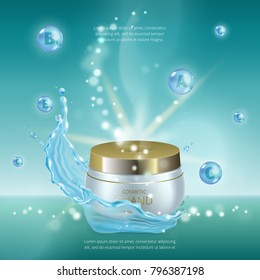 Digital vector silver oil essence mockup on, with your brand, ready for print ads or magazine design.
