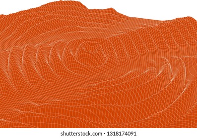 Digital vector surface. Noised ripple in the cyber space. Technical illustration.