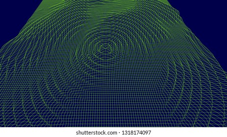 Digital vector surface. Noised ripple in the cyber space. Technical illustration.