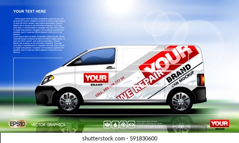 Digital Vector White Realistic Vehicle Car Mockup, Ready For Your Logo And Design . Template For Advertising And Corporate Identity. Food Delivery. Illustrated Vector. Mockup