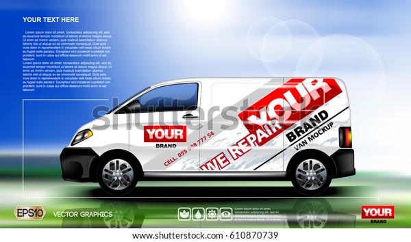 Digital vector white\
realistic vehicle car mock up, ready for your logo and design .\
Template for advertising and corporate identity. Food delivery.\
Illustrated vector