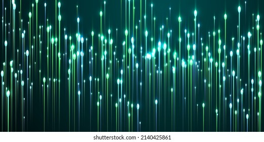 Digital vertical line beams speed motion vector. Tech neon teal light particles. Information technology lines movement visual wallpaper. Speed motion progressive backdrop.