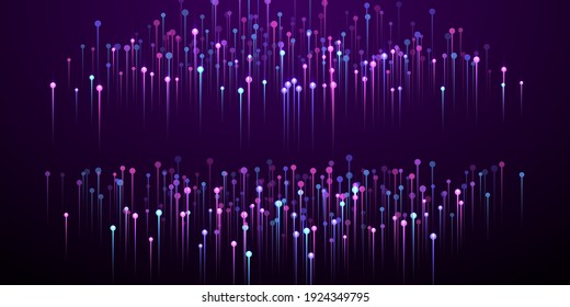 Digital Vertical Line Rays Speed Motion Concept. Geometric Neon Purple Flare Elements. Social Science Lines Shift Up Visual Wallpaper. Speed Motion Complex Background.