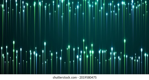 Digital vertical line rays speed motion concept. Geometric neon teal flare elements. Electronic industry lines movement visual illustration. Speed motion cool backdrop.