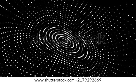 Digital vibration and sound wave. Circle pulse wave with points and particles on the dark background. Vector illustration.