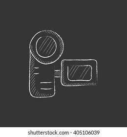 Digitale Videokamera. In Kreide gezeichnet Symbol.