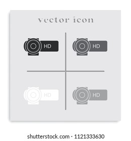 Digital video camera flat black and white vector icon.
