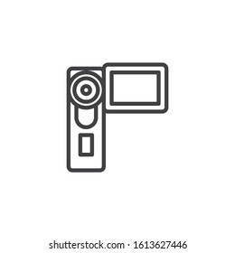Digital video camera line icon. Camcorder linear style sign for mobile concept and web design. Handy cam outline vector icon. Symbol, logo illustration. Vector graphics