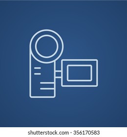 Digital video camera line icon for web, mobile and infographics. Vector light blue icon isolated on blue background.