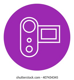 Icono de la línea de la cámara de vídeo digital.