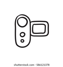 Digital video camera vector sketch icon isolated on background. Hand drawn Digital video camera icon. Digital video camera sketch icon for infographic, website or app.