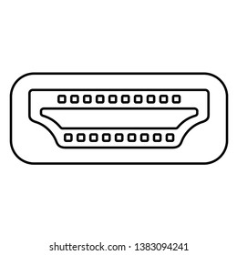 Digital video connector. Vector outline icon isolated on white background.
