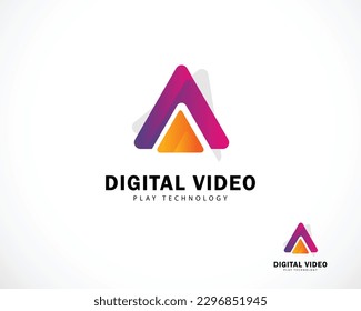 digital video logo abstract creative color gradient triangle design modern arrow