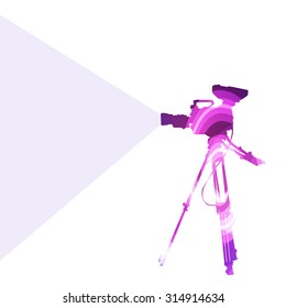 Digital video movie camera silhouette illustration vector background colorful concept made of transparent curved shapes