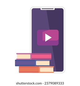 digital video online education by phone illustration