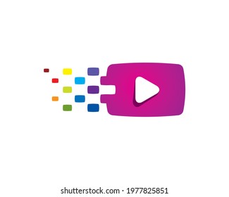 digital video play with colorful data trail