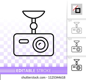 Digital video recorder thin line icon. Outlinesign of recorder. Camera linear pictogram with different stroke width. Simple vector symbol transparent background. Dvr editable stroke icon without fill