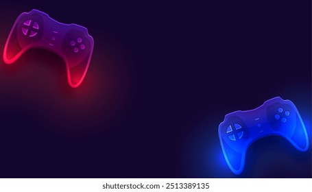 digital videogame controller techno background with light effect vector