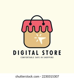 Logo im digitalen Vintage-Stil, Vektorgrafik-Farbsymbol - Bildvorlage