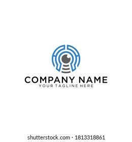 Digital vision creative symbol concept. Circuit robot eye, vr system abstract business logo. Cctv monitor, security scan control, video camera icon. Corporate identity logotype, company graphic design