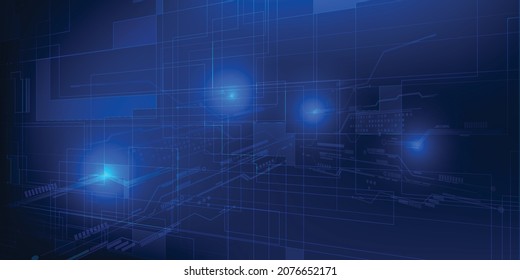 Digital vision perspective of digital world abstract blue futuristic background.Vector illustrations.