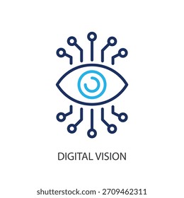 Iconos de línea delgada de visión digital. Ilustración vectorial original.