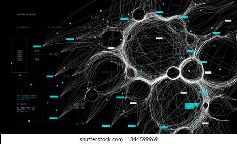 Digital visualization of data flow and formation of neural networks, database processing