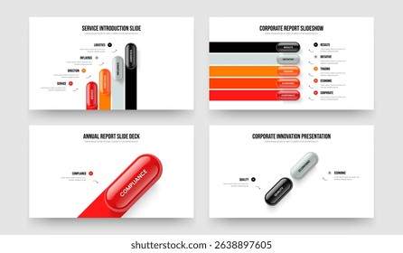 Digital Visualization Four Five One Two Option Infographic Presentation Layout Vector Illustration Collection. Creative Showcase 4 5 1 2 Step Diagram Frame Design Set.