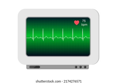 Digital vital sign monitor show electrocardiogram (EKG ,ECG) normal sinus rhythm and heart rate.Medical healthcare.Vector.Illustration.