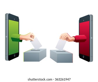 Digital vote by phone vector illustration isolated