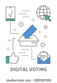 Digital voting illustration. Election and survey and review.