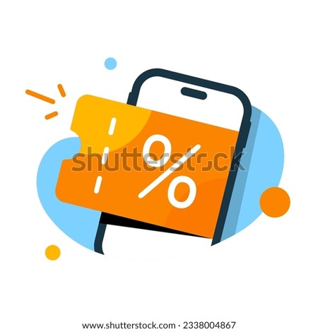 Digital voucher on smartphone screen concept illustration flat design vector eps10. graphic element for infographic, landing page, empty state app or web ui, icon