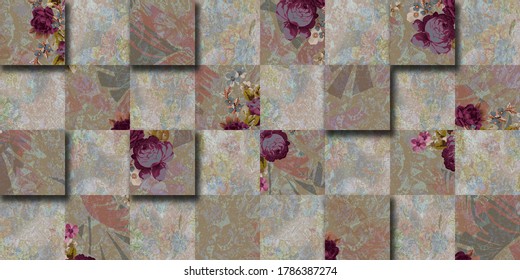 Digital Wall Tile art Decor For interior Home Decoration, Ceramic wall tile Design,used for wallpaper, linoleum, textile, web page background, printed materials, poster, 3d motif.