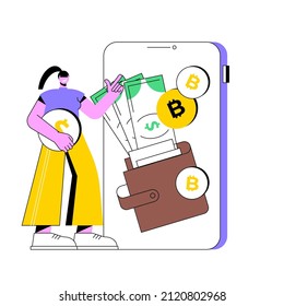 Digital wallet abstract concept vector illustration. Payment technology, digital banking tool, paying system, mobile bank, electronic wallet, shopping instrument, money transfer abstract metaphor.