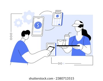 Digital wallet abstract concept vector illustration. Man makes purchase using smartphone app, e-wallet payment system, modern IT technology, application development abstract metaphor.