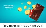digital wallet application on mobile. banner vector