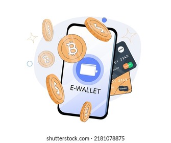 Digital wallet application on mobile. banner vector. phone and internet banking. online payment security transaction via credit card. protection shopping wireless pay through smartphone. Transfer pay.