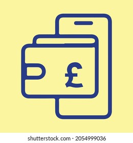 Digital Wallet Or Balance Icon With British Currency Pound